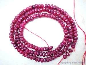 Rondelle facetada de rubí 3,5-4 mm 8" Str 33Ctw (85 cuentas de rubí preciosas aprox.) - Imagen 1 de 2