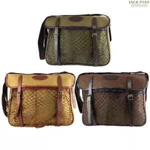 JACK PYKE CANVAS GAME BAG LEATHER STRAPS HUNTING KIT POUCH SHOOTING BROWN GREEN - Picture 1 of 20