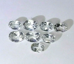 9.1ct Lot 8 Unheated Fiery IF White Topaz Natural Mined 8x6 & 7x5 Faceted Oval - Bild 1 von 9