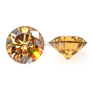 1~5 ct VVS1 golden Round Excellent Cut Moissanite Loose Gemstones & GRA Jewelry - Picture 1 of 5