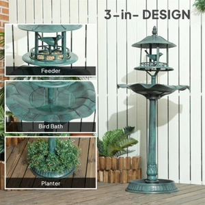 3-in-1 tall bird bath, a feeder, and a flower planter Includes 3 ground stakes - Picture 1 of 8