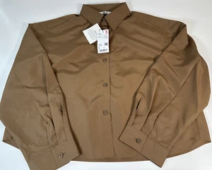 UNIQLO Cropped Shirt Long Sleeve Brown 2025 Size Small - Picture 1 of 15