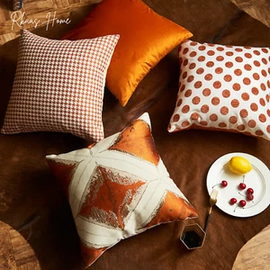 Geometric Pattern Orange Cushion Cover 18x18 " - Premium Quality, Bold Design - Bild 1 von 34