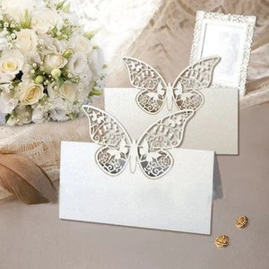 20x Farfalle Segnaposto BIANCO PERLATO bomboniera matrimonio segnatavolo inviti - Foto 1 di 1