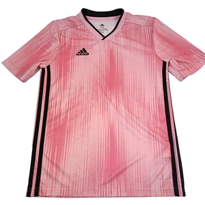 ADIDAS Climalite Soccer Jersey Shirt YOUTH Medium Top Pink Athletic Ribbed - Picture 1 of 4