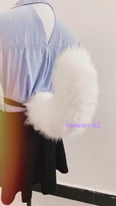 Movable Tail White Fox Silver Fox Tail Shape Plash Belt Cosplay Props Tail 40cm - Picture 1 of 12