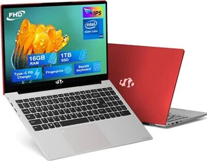 NIMO 15.6'' FHD Laptop 16GB RAM 1TB SSD Intel Pentium Quad-Core N100 WiFi 6 Red - Picture 1 of 12
