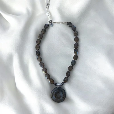 Новый Coldwater Creek коренастый коричневый бронзит драгоценных камней бисером заявление ожерелье - Изображение 1 из 3