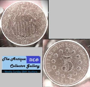 Antiguo⌛Escudo Phil Mint de EE. UU. 5 centavos🪙1873 abierto 3🪙1er níquel de EE. UU. 5c - Imagen 1 de 6