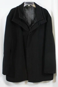 Herren Mantel Jacke Kaschmir Wollmischung Mittellang Reißverschluss Knopf Overcoat Schwarz XXL - Bild 1 von 13