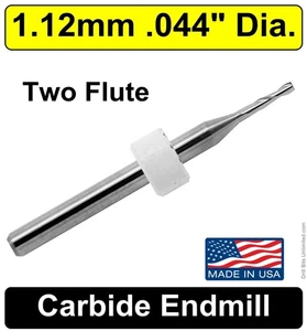 .044" 1.12mm End Mill  Two-Flute ONE Piece Premium Carbide Made in USA  UMT111 - Picture 1 of 5