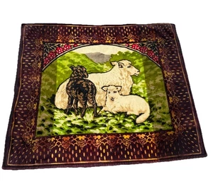 *VINTAGE CHASE VICTORIAN LAP HORSE Sheep’s CARRIAGE BLANKET THROW - Picture 1 of 9