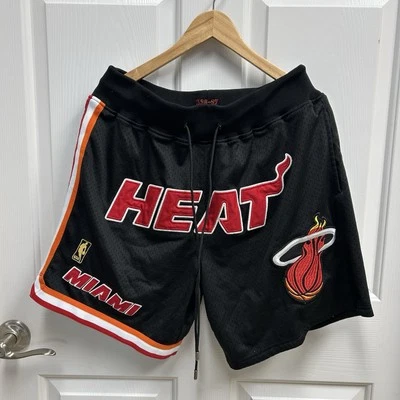 Pantalones Cortos de Baloncesto Just Don Para Hombres Grandes NBA Miami Heat 1996-97 Malla Cosida EE. UU. Foto 1 de 4