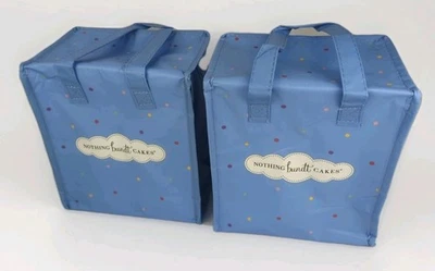 Lot of 2 Nothing Bundt Cake Zippered Insulated Lunch Totes Delivery Bags Blue - Image 1 of 4