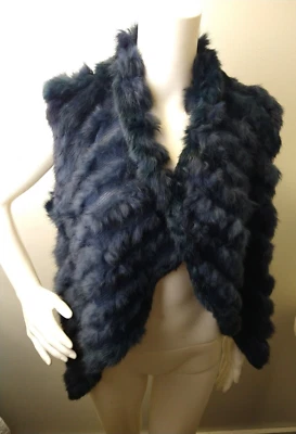 NWT Women’s Elliatt Darkness Navy RABBIT Waterfall Fur Vest L Colour INK Elegant - Image 1 of 4