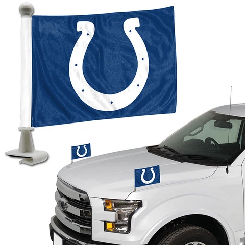 Indianapolis Colts Set of 2 Ambassador Style Car Flags - Trunk, Hood Cover