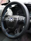 Black Leather Steering Wheel Cover Light Blue Stitch For Ford Transit Custom 13+