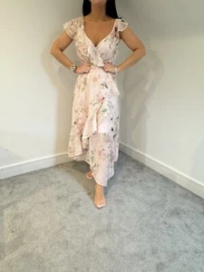 LIPSY SIZE 14 DRESS LUREX METALLIC PINK FLORAL WRAP STYLE BRAND NEW WITH TAGS - Picture 1 of 5