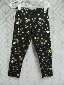 New Wonder Nation Leggings Size XS 4-5 Girls Black Silver Gold Stars School  - Picture 1 of 4