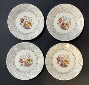 Royal China Chippendale Lot of 4 SAUCERS 6" (for coffee cups) Flowers brown dots - Picture 1 of 4