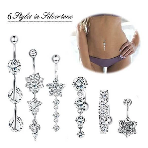 Piercing corporal barra ombligo acero quirúrgico anillos colgantes 14G circonita cúbica Foto 1 de 1