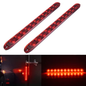 2Pc 16" 11 LED Red Truck Trailer Light Bar Stop Turn Tail Brake Lights Tube IP67 - Picture 1 of 8