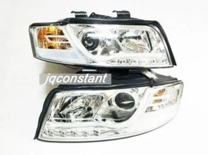 RHD NEON TUBE LED BAR HEAD LIGHTS HAROGEN CHROME For AUDI A4 2001-2004 8E B6 - Picture 1 of 2