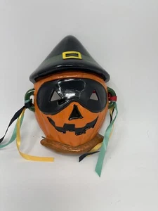 Halloween Ceramic Wall Mask LEGO KOREA Jack-O-Lantern-Pumpkin w/Sticker Vintage - Picture 1 of 5