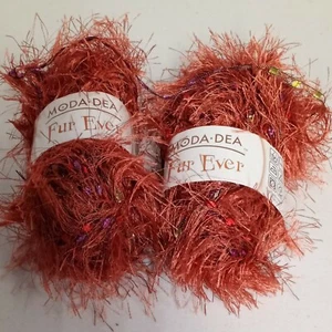 COATS MODA DEA FUR EVER YARN CINNAMON TWIST 2 SKEINS!! Same dye lot - Picture 1 of 3