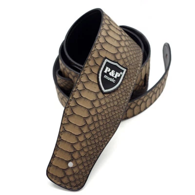 Correa de guitarra ajustable de cuero PU en relieve para bajo eléctrico acústico Foto 1 de 4