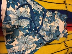 GIRLS RARE EDITIONS SIZE 8 DRESS/FORMAL WEAR BLUE AND WHITE FLOWERS  - Picture 1 of 2