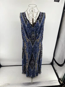 Kobi Halperin V-Ausschnitt blau bedruckt ärmellos Meri Midikleid Damen Gr. XL Neu mit Etikett - Bild 1 von 11