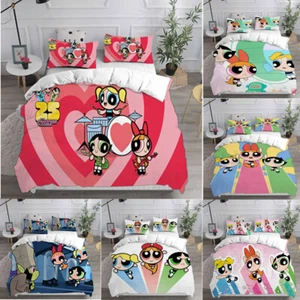 Cosplay The Powerpuff Girls Anime 3D Duvet Cover Bedding Pillowcase Quilt Single - Picture 1 of 33