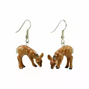 Little Critterz Jewelry - Brown Deer Fawn Animal - Porcelain Earrings Jewelry - Picture 1 of 1