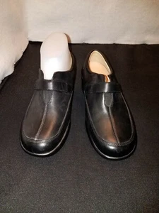 NWOB W's US6W RELANO BLACK LEA DIABETIC THERAPEUTIC 1.5" WEDGE HEEL LOAFER SHOES - Picture 1 of 12