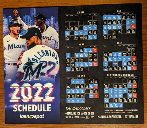 Miami Marlins Magnetic Schedule 2022 - Jazz Chisholm Jr Sandy Alcantara - L2 Cover