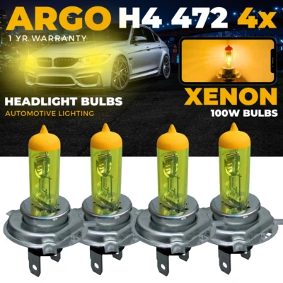 H4 Yellow Headlight Bulbs 100w Halogen Gold Xenon 100w 472 3000k Car Bulbs 12v - Image 1 of 4