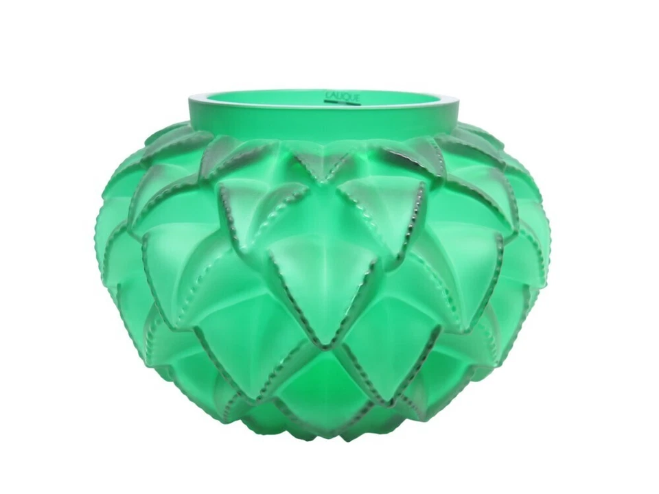 VASE LALIQUE FRANCE LANGUEDOC 10091200 CRISTAL VERT GREEN CRYSTAL VESSEL 6100€ - Photo 1/1