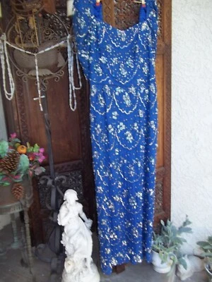 Vestido Largo Azul M Escote Corazón Ricco Antonio Vintage Cuentas Lentejuelas Foto 1 de 4