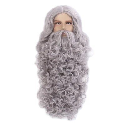 Christmas Santa Wig and Beard Set Fancy Dress Costume Wizard  Cosplay  Wig - Image 1 of 4