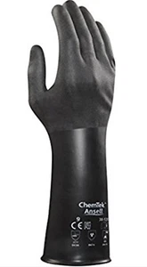 New Ansell ChemTek Chemical Resistant Black Gloves 14" Length 14 Mils Thick L XL - Picture 1 of 4