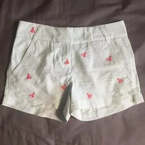Pantalones cortos para mujer J Crew talla 00 bordados langosta Seersucker ajuste urbano - Imagen 1 de 5