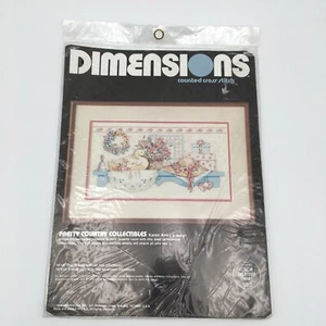 Dimensions Cross Stitch Kit Duck Flowers 'Pretty Country Collectibles' #3664 Vtg - Picture 1 of 6