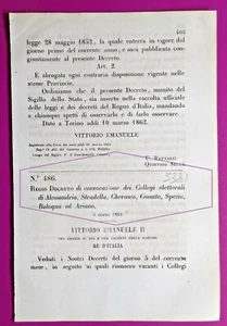 Stradella, Alessandria, Cherasco, Cossato 1862 Royal Decree Colleges - Imagen 1 de 1