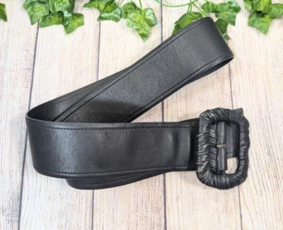 Cinturón de cintura ancha de cuero negro Prada para mujer 105 cm/42 pulgadas HECHO EN ITALIA Foto 1 de 4