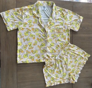 Looney Tunes Pink Pajamas Short 2PC Set Tweety Bird Soft Stretchy **Women's XL - Picture 1 of 14