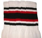 19  MID CALF WHITE tube socks with BLACK/RED stripes style 4 19-63 