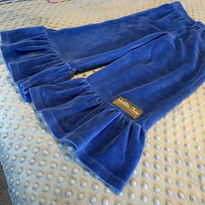 Matilda Jane Girls Size 6 Blue Velvet Velour Ruffle Leg Pants VGUC DARLING - Image 1 of 4