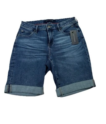 Tommy Hilfiger Jean Shorts Women’s Sz 4 Blue Denim Cuffed Stretch 9” Inseam NWT - Image 1 of 4