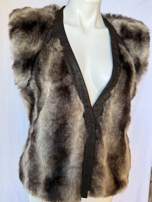 Chaleco Bebé Mujer Talla M Piel Sintética Marrón Y Negro Patrón Informal Invierno Foto 1 de 4